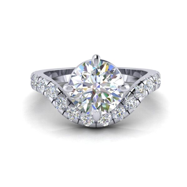 chloe - engagement ring with platinum metal and round shape diamond